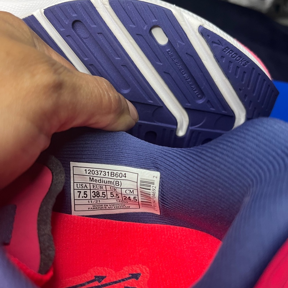 Brooks Neon Pink and Navy Running Shoes - Picture 6 of 7